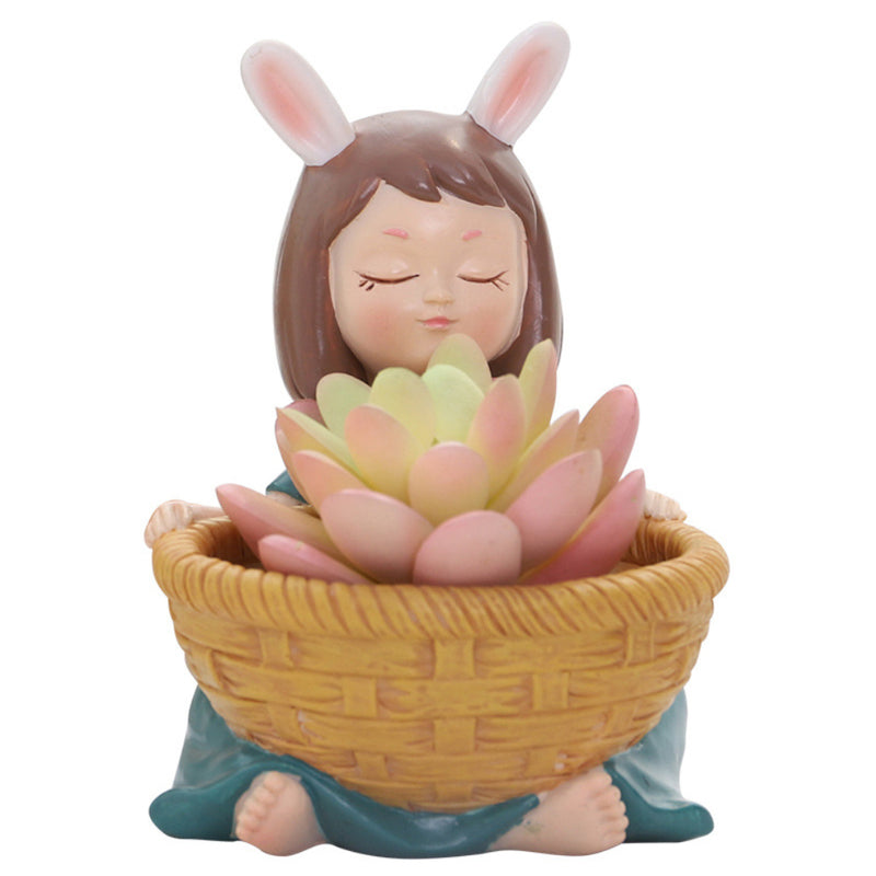 Girl With Basket Planter - Indoor planters and flower pots | Home decor items