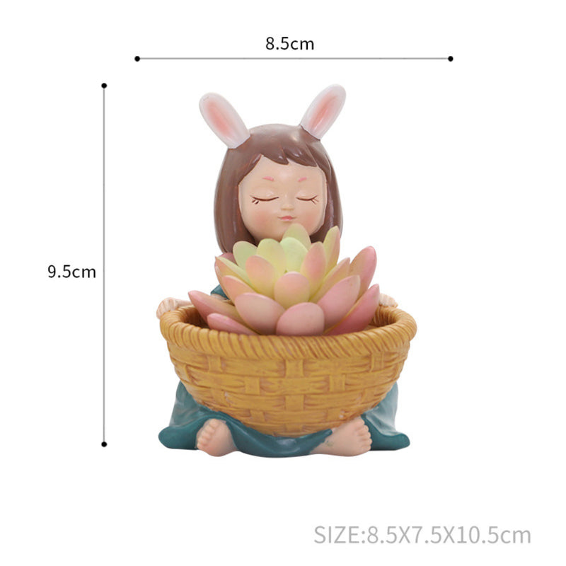 Girl With Basket Planter - Indoor planters and flower pots | Home decor items