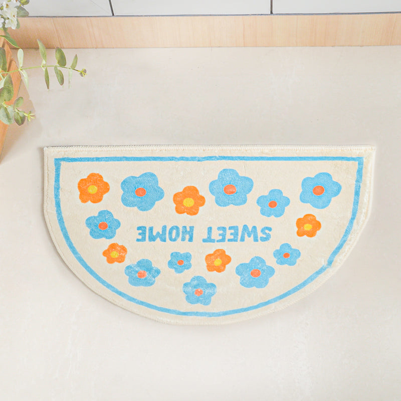 Blue White Semicircle Rug