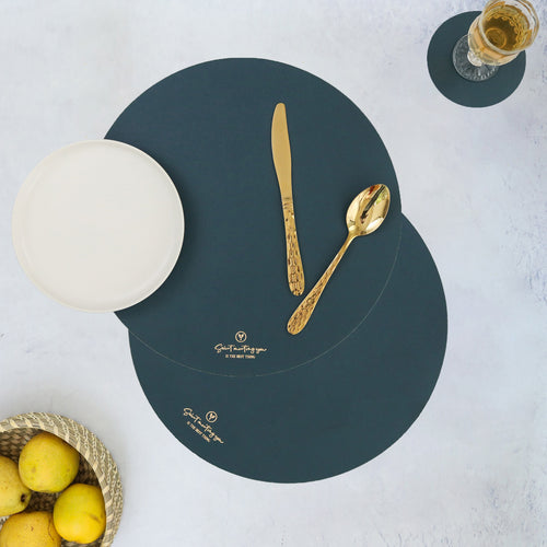 Round Placemat Dark Green Set of 2