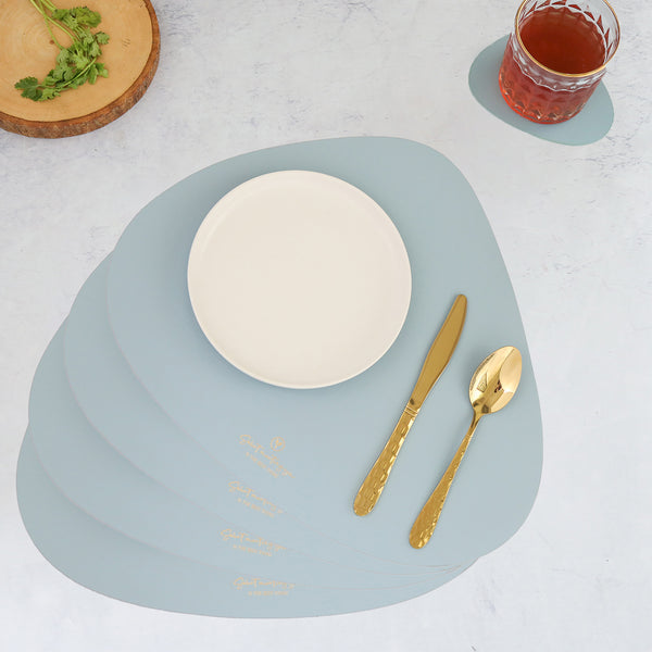 Light Blue Leather Table Mat Set of 4