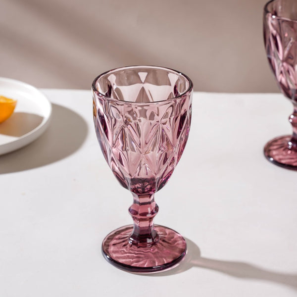 Rose Crystal Red Wine Glass Mauve Set Of 6 300 ml