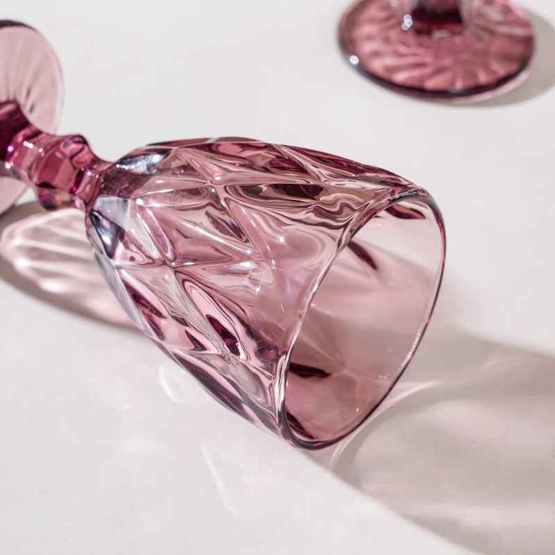 Rose Crystal Red Wine Glass Mauve Set Of 6 300 ml