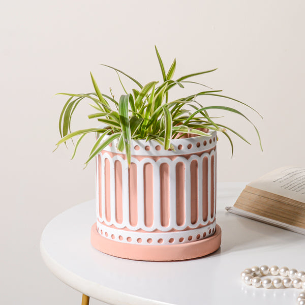 Orange And White Planter Pot - Indoor plant pots and flower pots | Home decoration items