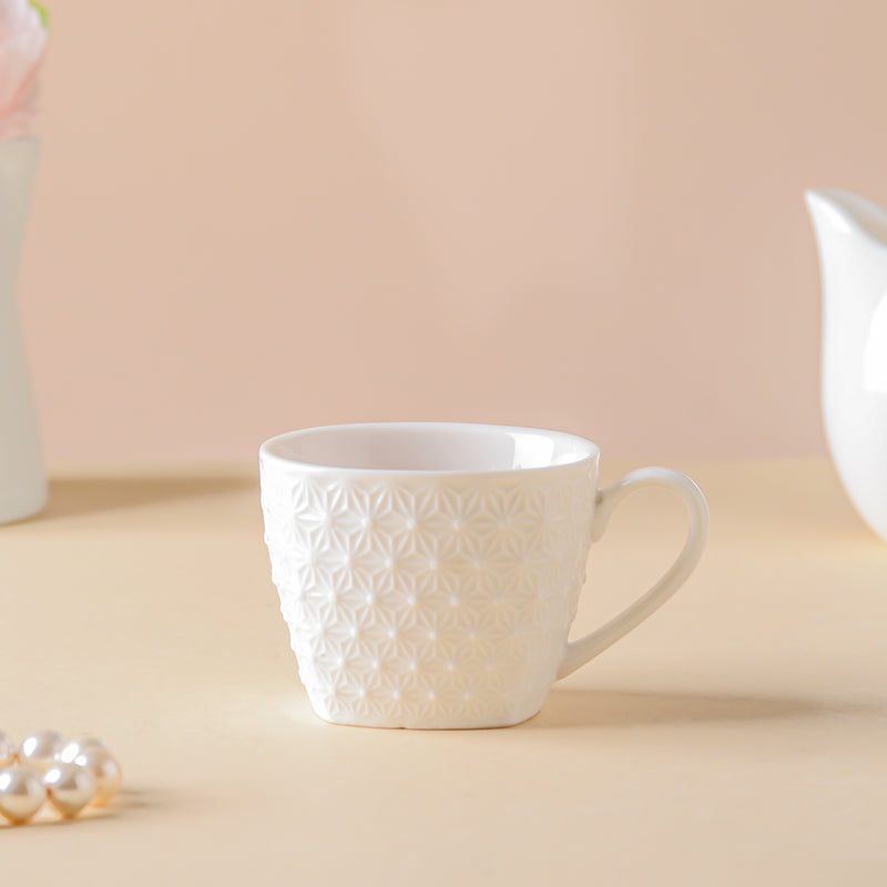Riona Patterned Teacup White- Tea cup, coffee cup, cup for tea | Cups and Mugs for Office Table & Home Decoration