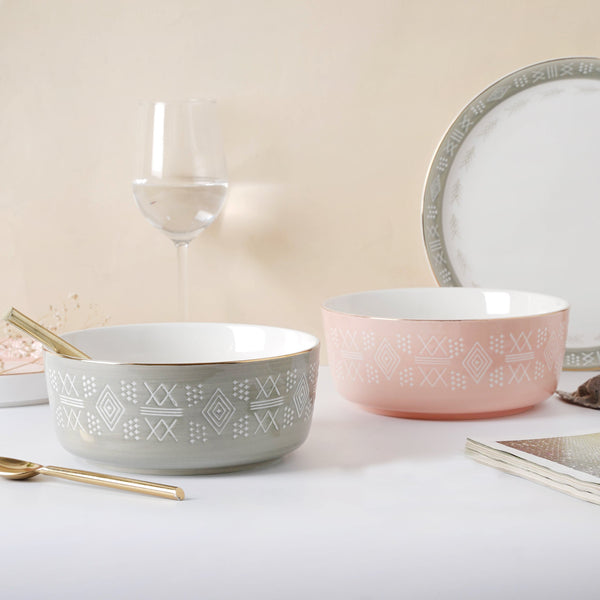 Azo Serving Bowl Pink - Bowl, ceramic bowl, serving bowls, noodle bowl, salad bowls, snack bowls | Bowls for dining table & home decor