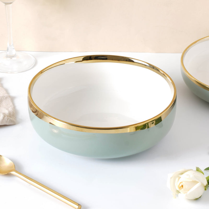 VERA Green Serving Bowl - Bowl, ceramic bowl, serving bowls, noodle bowl, salad bowls, bowl for snacks, large serving bowl | Bowls for dining table & home decor