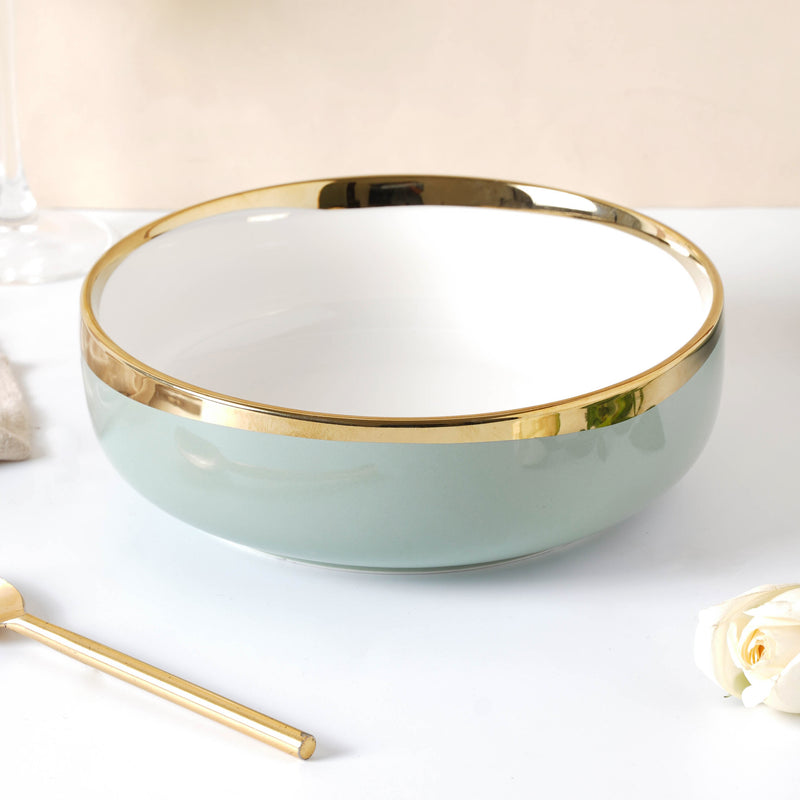 VERA Green Serving Bowl - Bowl, ceramic bowl, serving bowls, noodle bowl, salad bowls, bowl for snacks, large serving bowl | Bowls for dining table & home decor