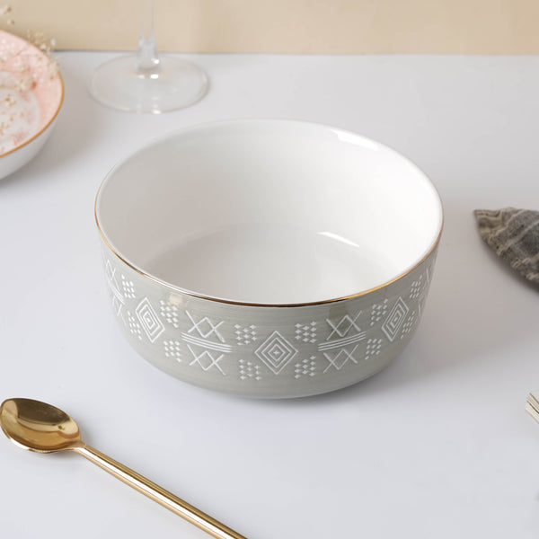 Azo Serving Bowl Grey - Bowl, ceramic bowl, serving bowls, noodle bowl, salad bowls, snack bowls | Bowls for dining table & home decor