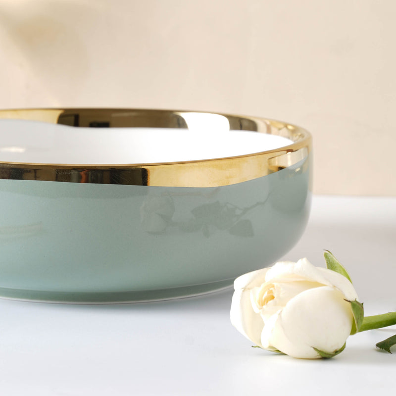 VERA Green Serving Bowl - Bowl, ceramic bowl, serving bowls, noodle bowl, salad bowls, bowl for snacks, large serving bowl | Bowls for dining table & home decor