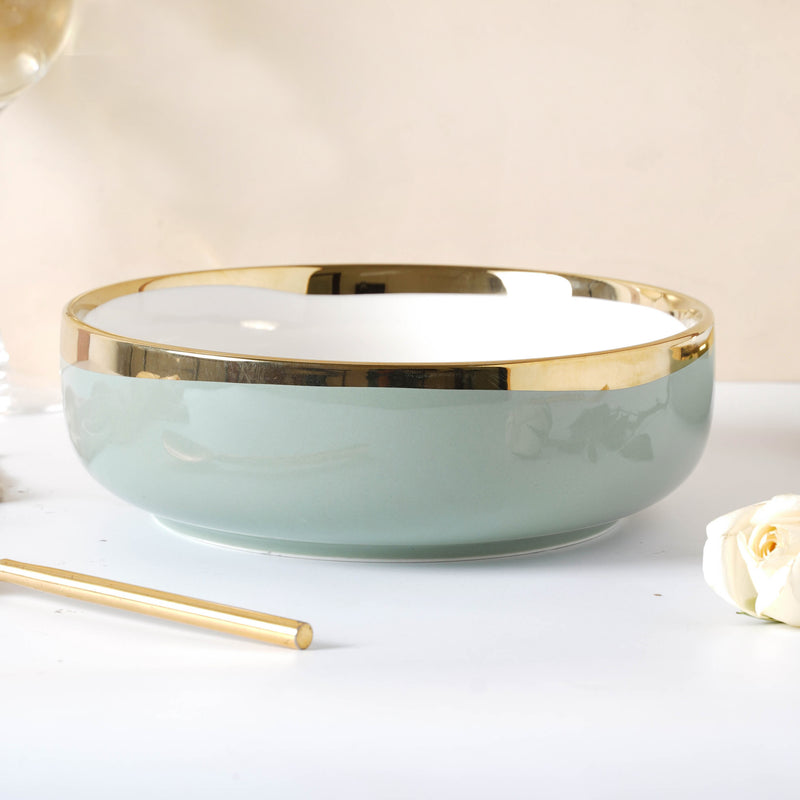 VERA Green Serving Bowl - Bowl, ceramic bowl, serving bowls, noodle bowl, salad bowls, bowl for snacks, large serving bowl | Bowls for dining table & home decor