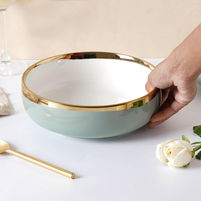 VERA Green Serving Bowl - Bowl, ceramic bowl, serving bowls, noodle bowl, salad bowls, bowl for snacks, large serving bowl | Bowls for dining table & home decor