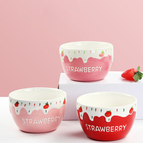 Strawberry Serving Bowl - Bowl, ceramic bowl, serving bowls, noodle bowl, salad bowls, bowl for snacks, large serving bowl | Bowls for dining table & home decor