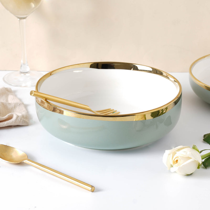VERA Green Serving Bowl - Bowl, ceramic bowl, serving bowls, noodle bowl, salad bowls, bowl for snacks, large serving bowl | Bowls for dining table & home decor