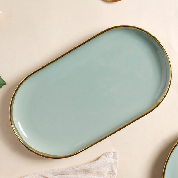 VERA Green Serving Plate - Ceramic platter, serving platter, fruit platter | Plates for dining table & home decor