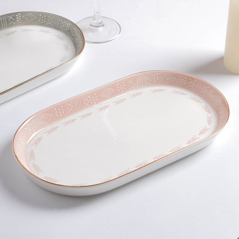 Azo Pink Grey 34 Piece Dinner Set For 6