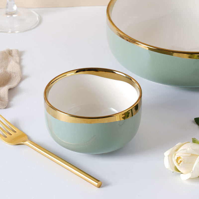 VERA Green Side Bowl 350 ml - Bowl,ceramic bowl, snack bowls, curry bowl, popcorn bowls | Bowls for dining table & home decor