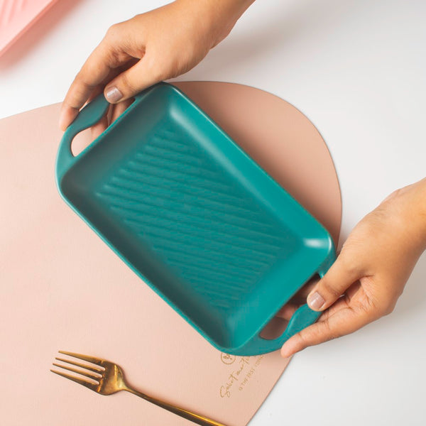 Baking Tray With Handle Green