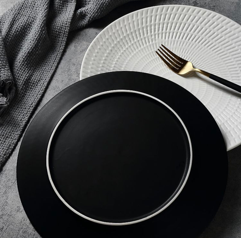 Ceramic Black Dinner Plate - Serving plate, rice plate, ceramic dinner plates| Plates for dining table & home decor
