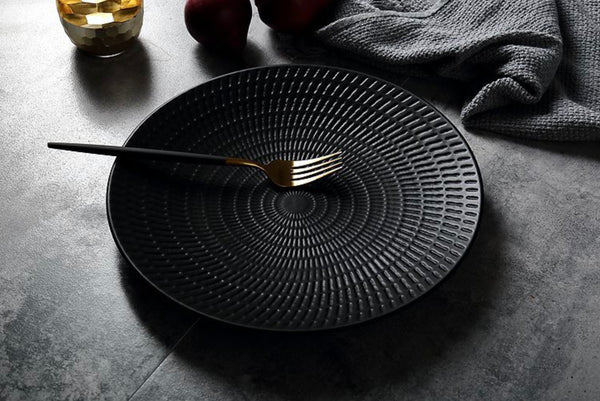 Ceramic Black Dinner Plate - Serving plate, rice plate, ceramic dinner plates| Plates for dining table & home decor