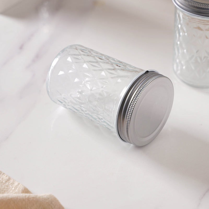 Textured Mason Jar Medium Set of 6 - Jar