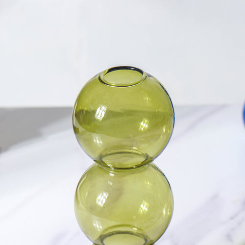 Three Bubbles Glass Vase - Flower vase for home decor, office and gifting | Home decoration items