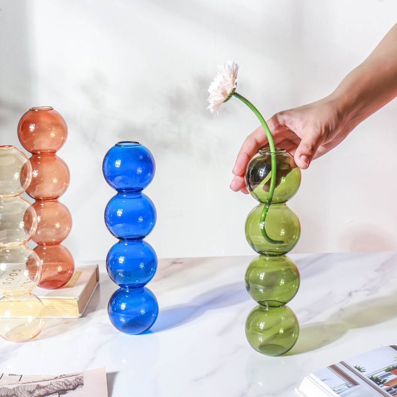 Four Bubbles Glass Vase - Flower vase for home decor, office and gifting | Home decoration items