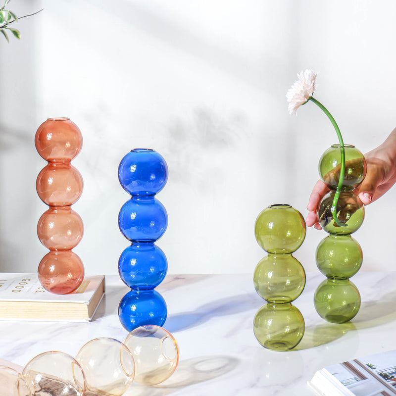 Four Bubbles Glass Vase - Flower vase for home decor, office and gifting | Home decoration items