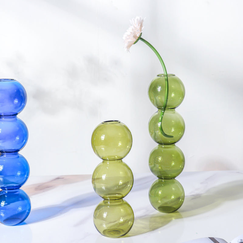 Four Bubbles Glass Vase - Flower vase for home decor, office and gifting | Home decoration items