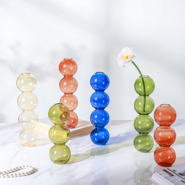 Four Bubbles Glass Vase - Flower vase for home decor, office and gifting | Home decoration items