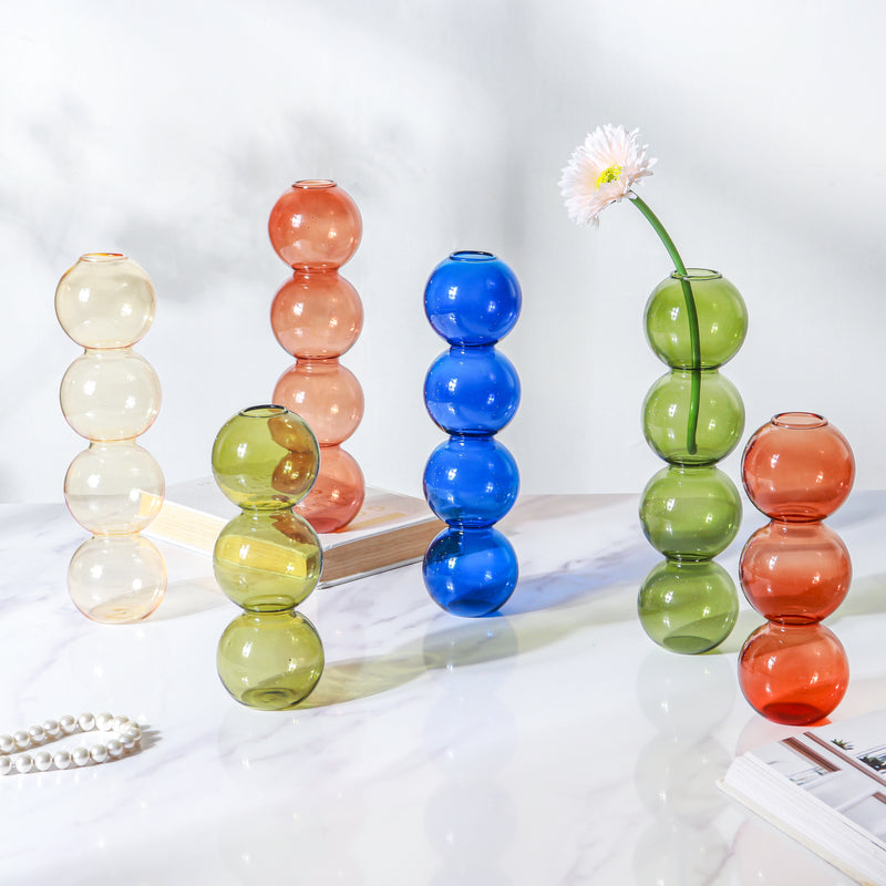Four Bubbles Glass Vase - Flower vase for home decor, office and gifting | Home decoration items