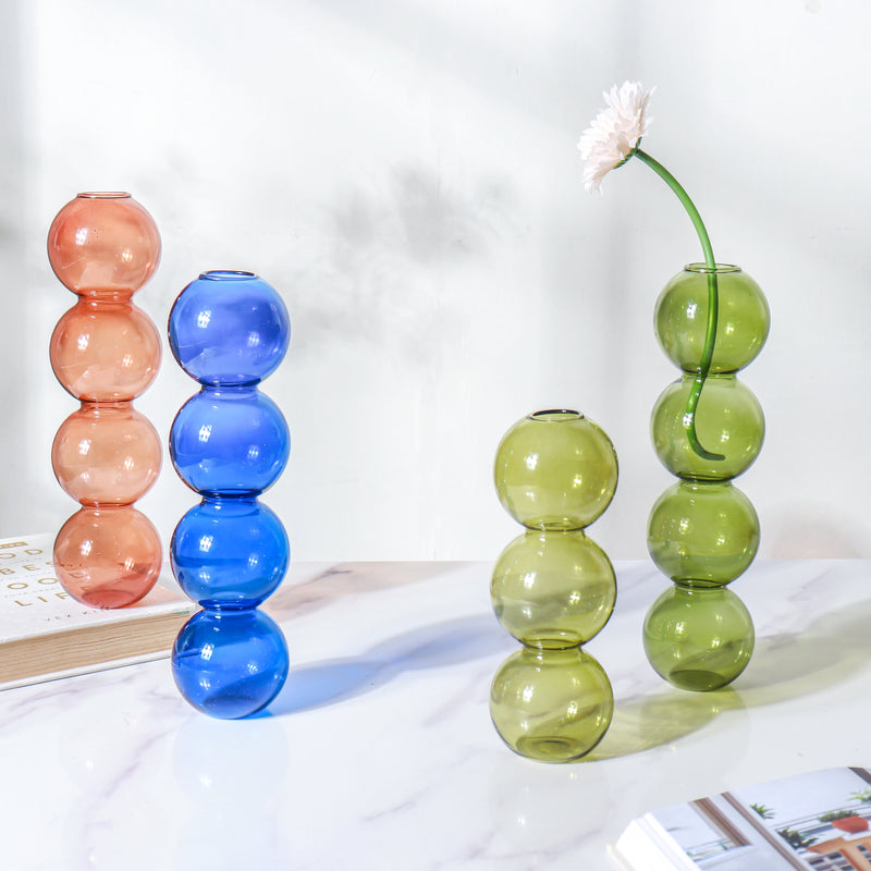 Four Bubbles Glass Vase - Flower vase for home decor, office and gifting | Home decoration items