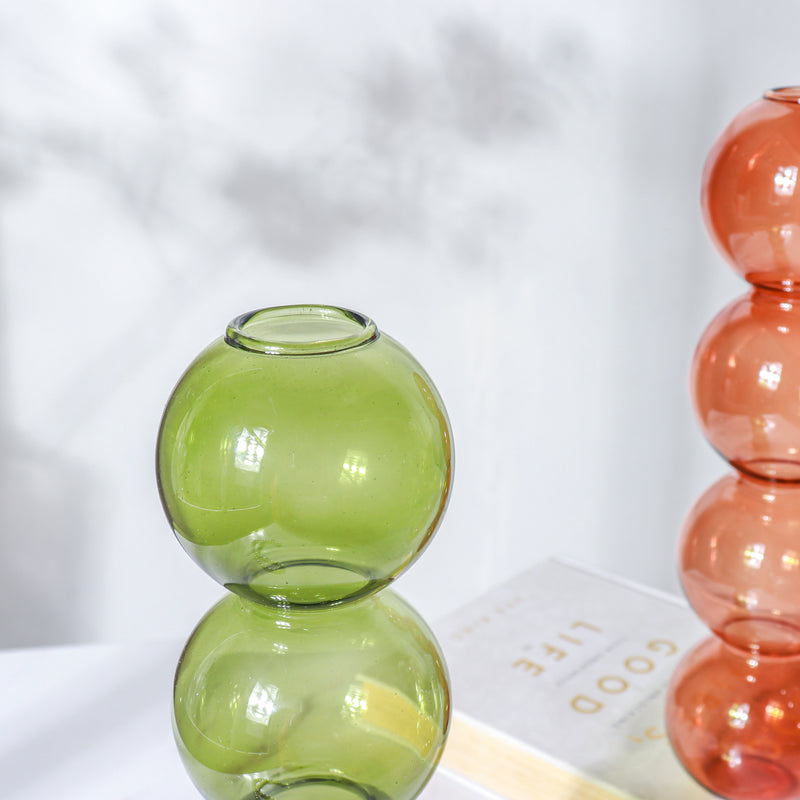 Four Bubbles Glass Vase - Flower vase for home decor, office and gifting | Home decoration items