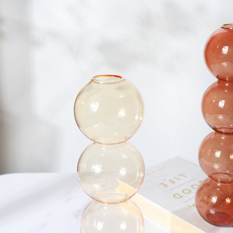 Four Bubbles Glass Vase - Flower vase for home decor, office and gifting | Home decoration items