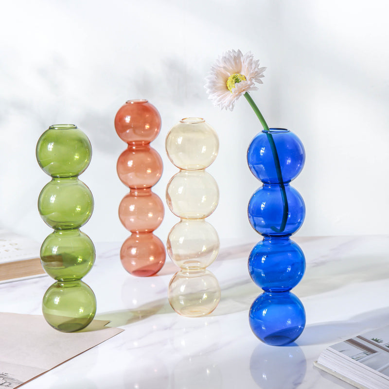 Four Bubbles Glass Vase - Flower vase for home decor, office and gifting | Home decoration items