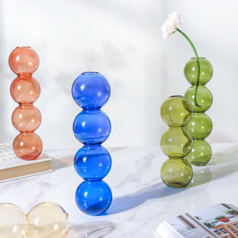 Four Bubbles Glass Vase - Flower vase for home decor, office and gifting | Home decoration items