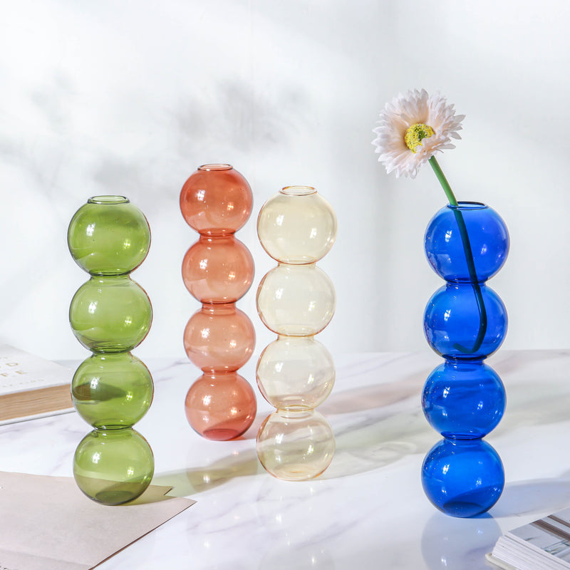 Four Bubbles Glass Vase - Flower vase for home decor, office and gifting | Home decoration items