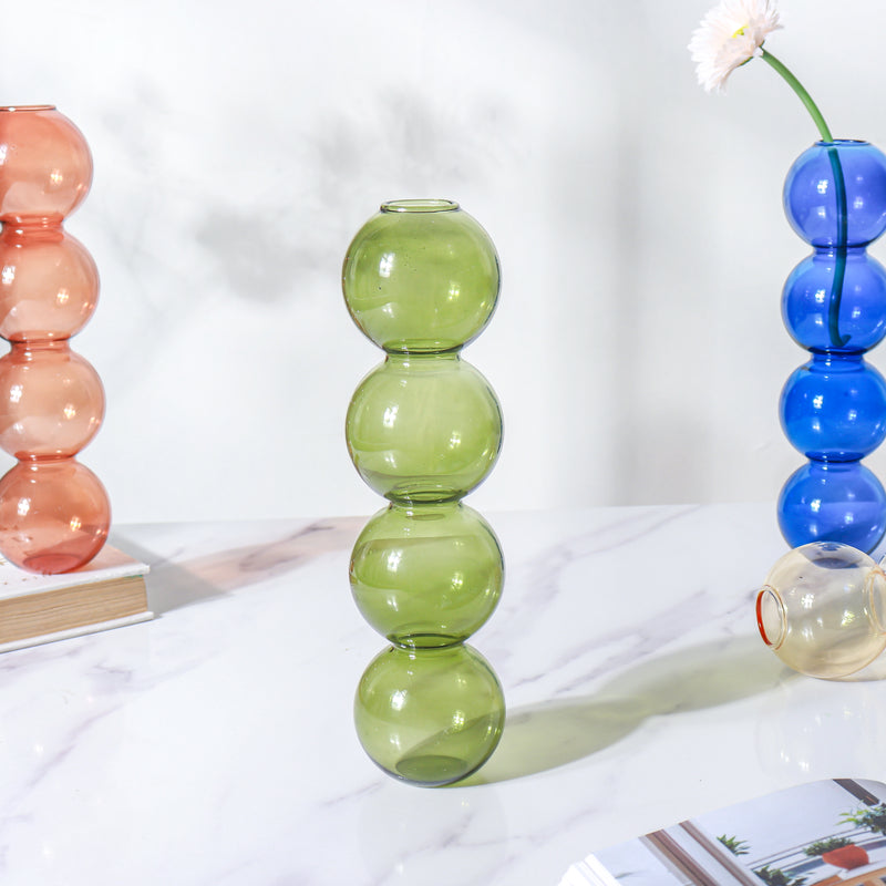 Four Bubbles Glass Vase - Flower vase for home decor, office and gifting | Home decoration items
