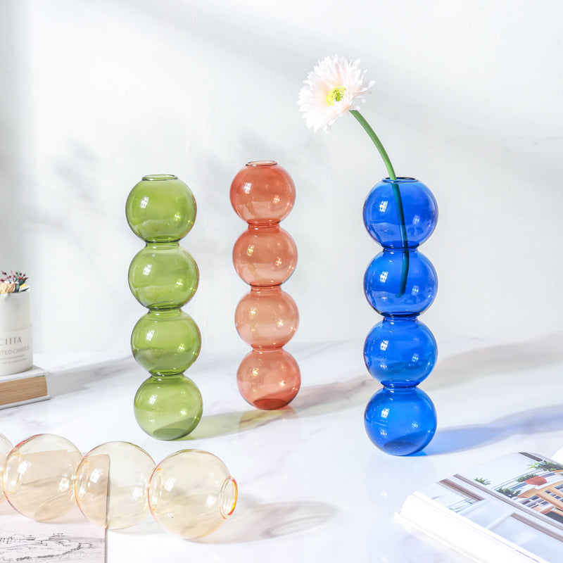 Four Bubbles Glass Vase - Flower vase for home decor, office and gifting | Home decoration items