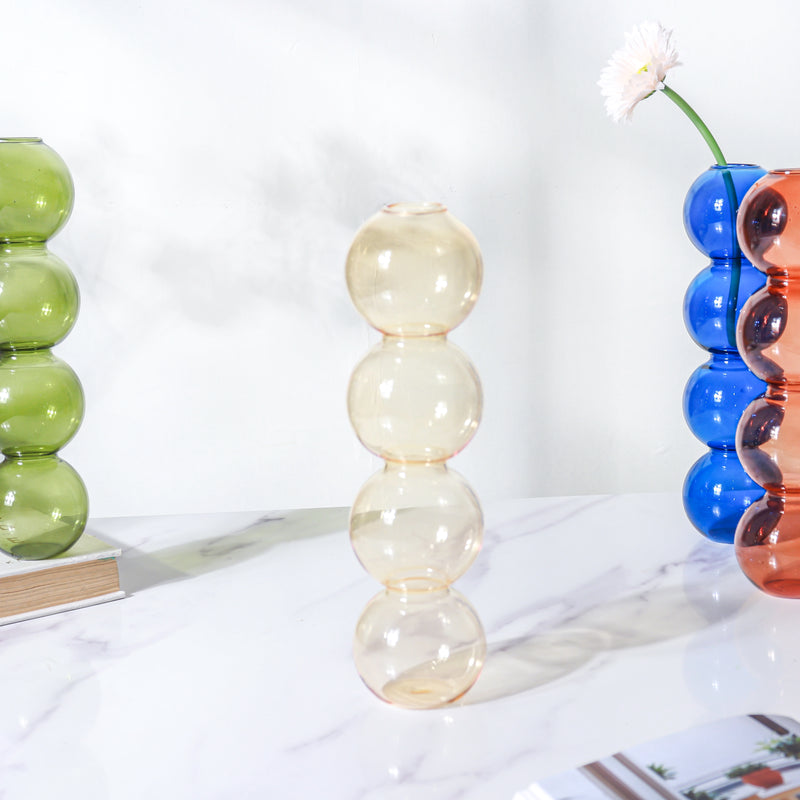 Four Bubbles Glass Vase - Flower vase for home decor, office and gifting | Home decoration items