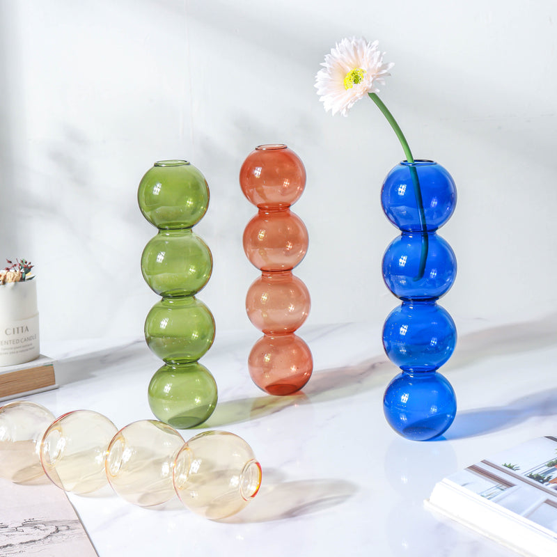 Four Bubbles Glass Vase - Flower vase for home decor, office and gifting | Home decoration items
