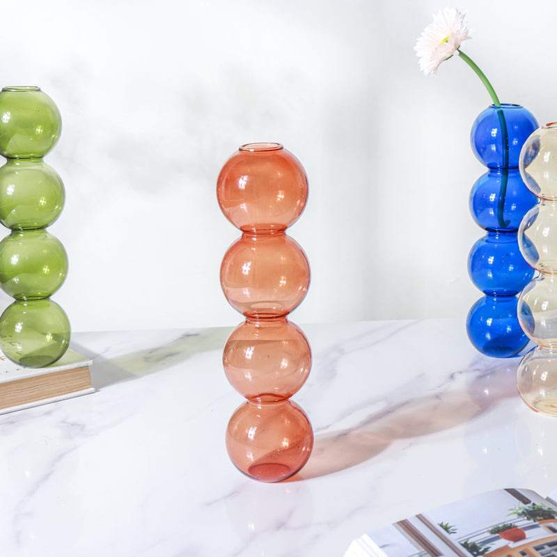 Four Bubbles Glass Vase - Flower vase for home decor, office and gifting | Home decoration items
