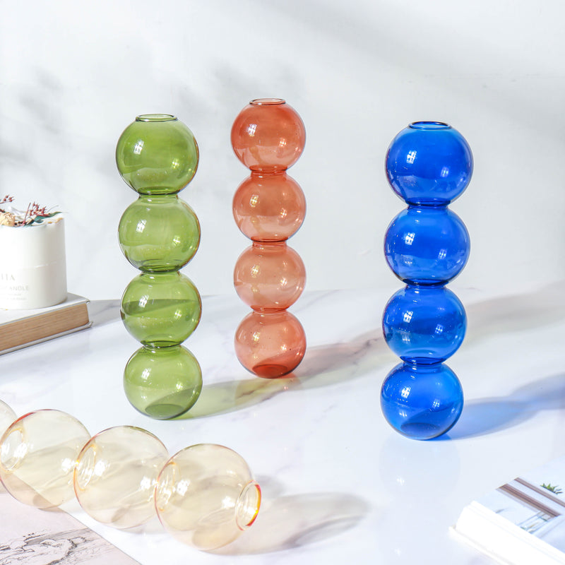 Four Bubbles Glass Vase - Flower vase for home decor, office and gifting | Home decoration items