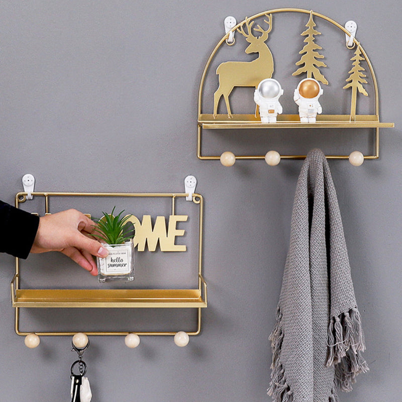 Welcome Wall Hanging Metal Rack Gold - Wall shelf and floating shelf | Shop wall decoration & home decoration items