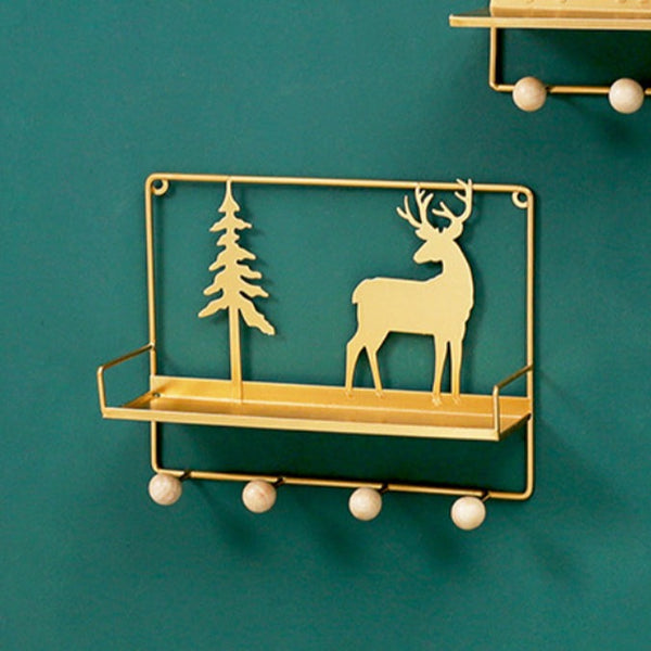 Wall Hanging Shelf Reindeer Rectangle Gold - Wall shelf and floating shelf | Shop wall decoration & home decoration items