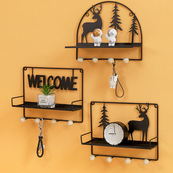 Wall Hanging Metal Rack Black