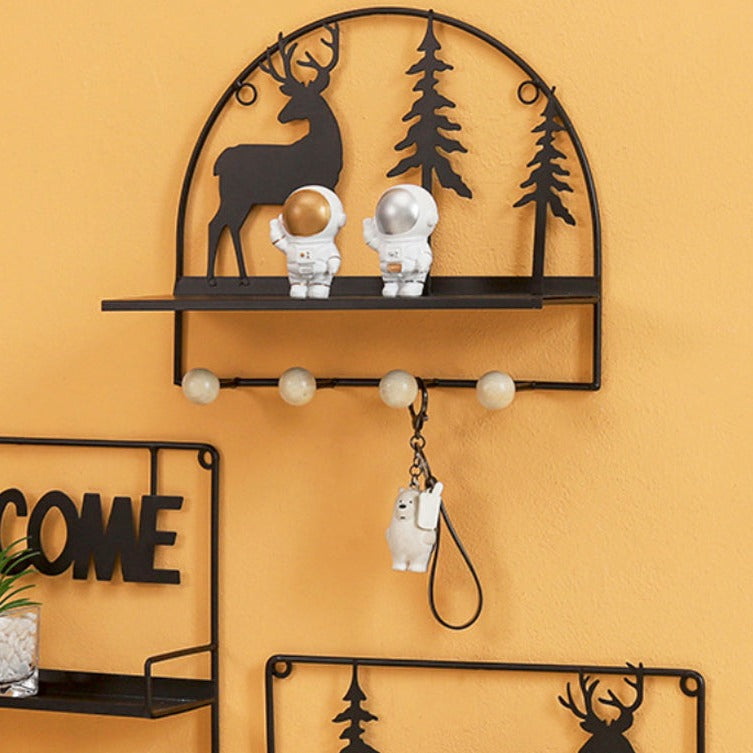 Wall Hanging Shelf Forest Reindeer Black Online - Premium Wall Shelf ...