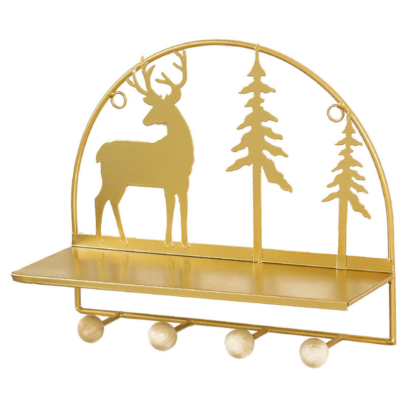 Wall Hanging Metal Shelf Forest Reindeer Gold - Wall shelf and floating shelf | Shop wall decoration & home decoration items