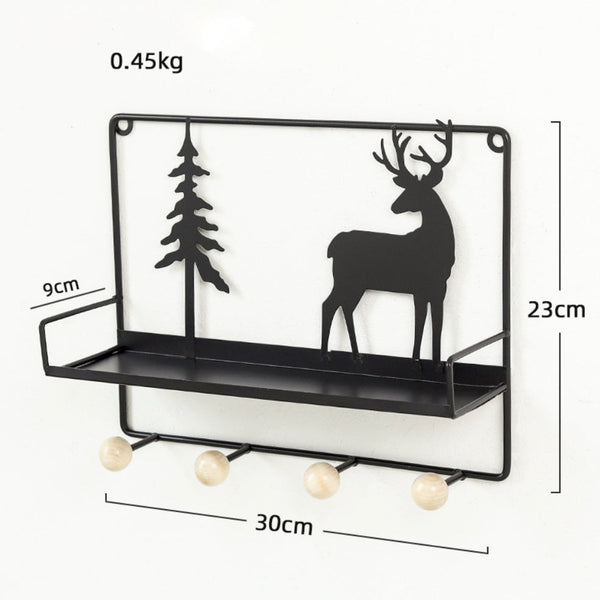 Wall Hanging Shelf Reindeer Rectangle Black