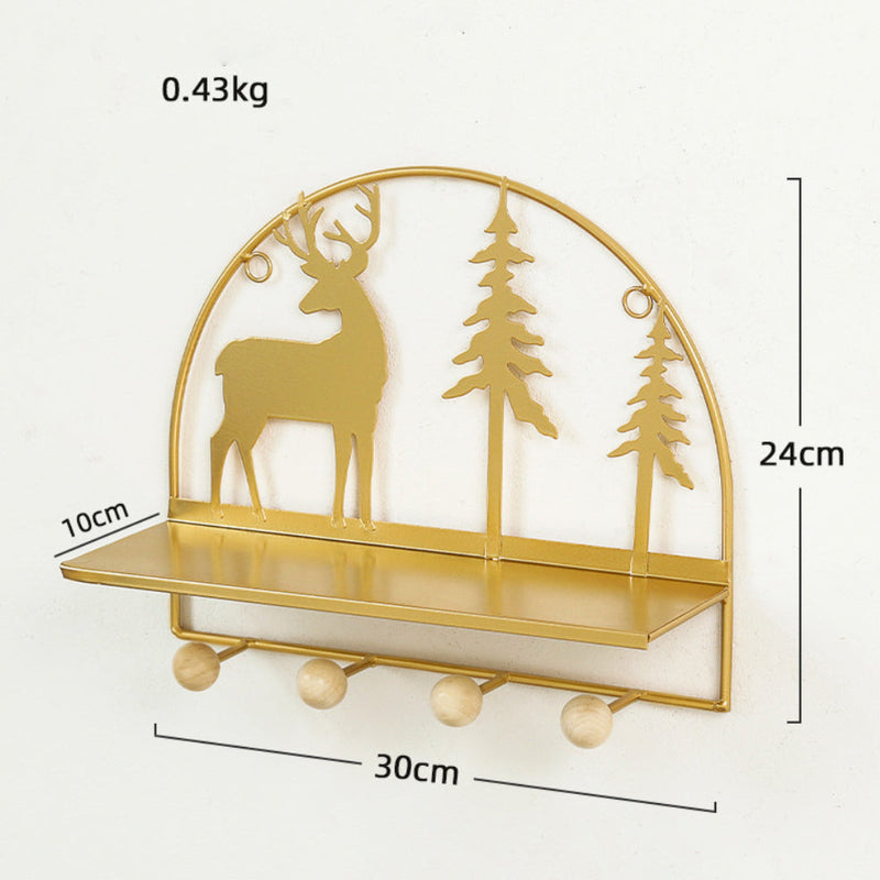 Wall Hanging Metal Shelf Forest Reindeer Gold - Wall shelf and floating shelf | Shop wall decoration & home decoration items
